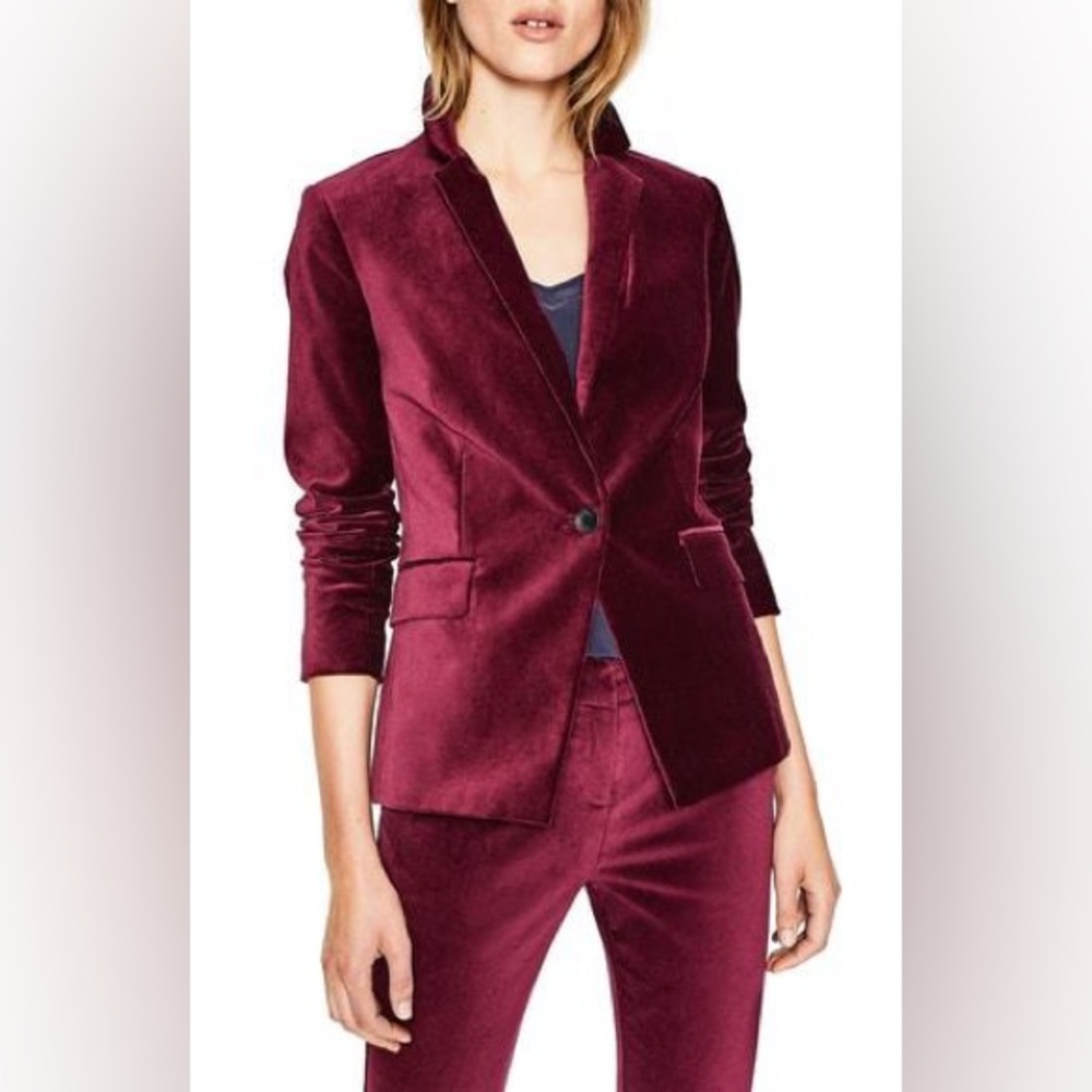 Boden Burgundy Velvet Blazer